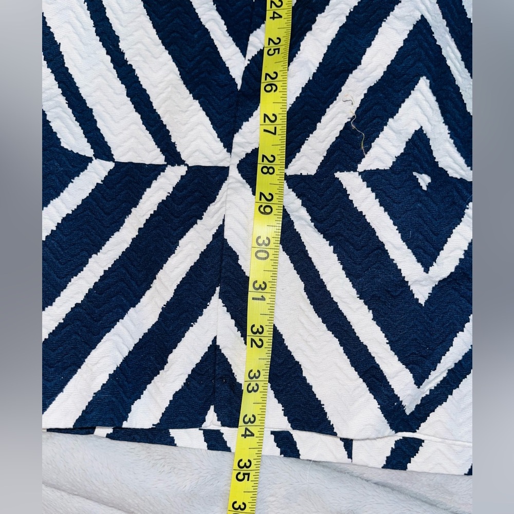 TAYLOR Jacquard Navy & White Cotton Dress sz 6 - Picture 11 of 12